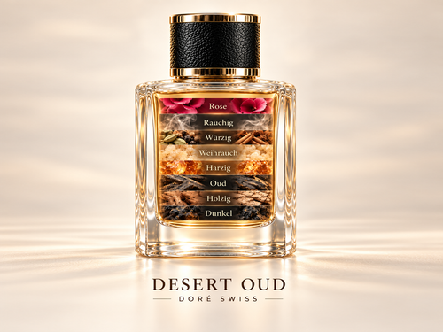 DORÉ SWISS Desert Oud Duftprofil – Rose, Rauchig, Würzig, Weihrauch, Harzig, Oud, Holzig, Dunkel
